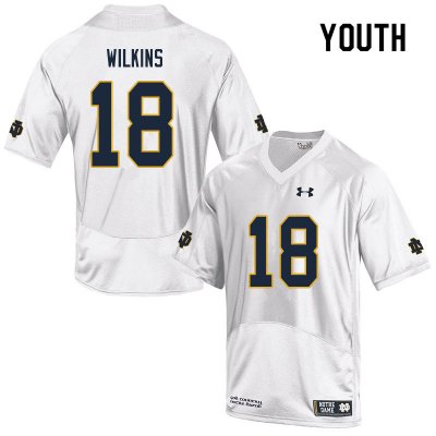 Notre Dame Fighting Irish Youth Joe Wilkins #18 White Under Armour Authentic Stitched College NCAA Football Jersey XJM4099FM